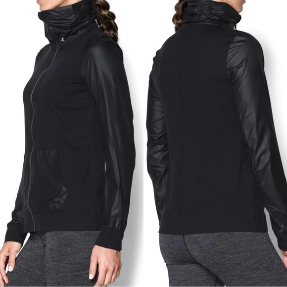 Under Armour Women’s Fitness Sweatshirt Studio Essential Jacket Full Zip Black M - Picture 2 of 15